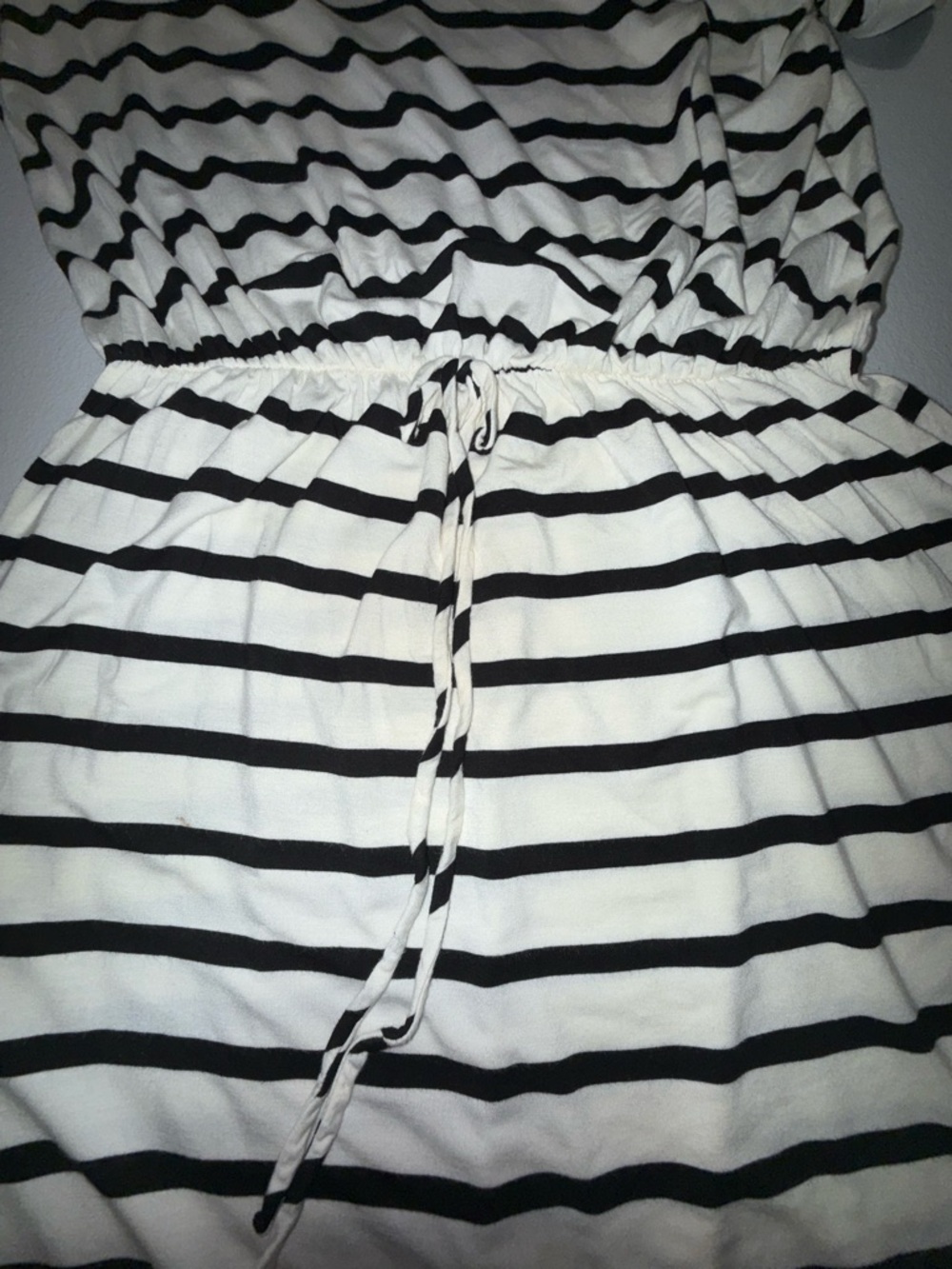 White Birch Striped Midi Dress Small Black White Rayon Elastic Waist Casual USA - Picture 8 of 9